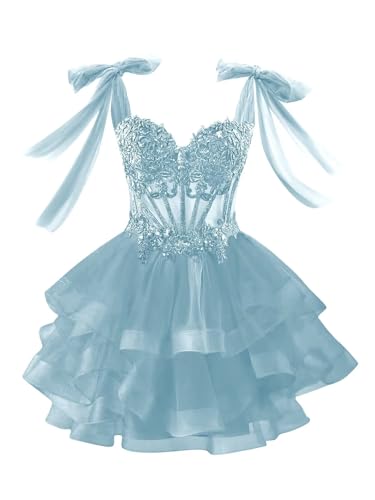 Tiered Tulle Short Homecoming Dresses 2025 for Teens Lace Applique Sweet 16 Prom Dress Formal Cocktail Party Gown3