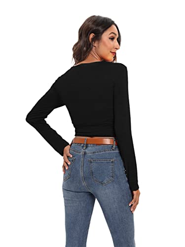 Image of Famulily Women's Sexy Deep V Neck Bandage Surplice Wrap Crop Top