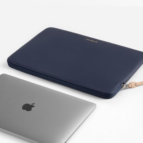 Image of Comfyable Leather Laptop Sleeve Compatible with MacBook Pro /Air, 16 /15 Inch Computer Sleeve, Mac Travel Case, Laptop Protective Pouch, Leather Laptop Cover M4 /M3 /M2 /M1 2024-2021, Blue