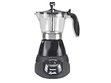 BEPER BC.040N Cafetera Eléctrica - Moka Pot Eléctrica, 3 tazas de capacidad, reductor de 1 taza, Auto-Off, mantiene la temperatura durante 30' min, Negra