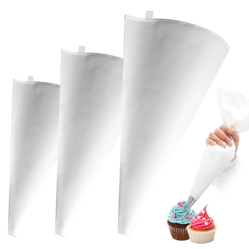 Mangas pasteleras reutilizables de 3 tamaños diferentes, bolsas de tela de algodón para manga pastelera, para galletas, magdalenas, decoración de pasteles