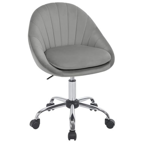 WOLTU Silla Escritorio, Silla Oficina Giratoria, con Respaldo Amplio, Base Metalica con Ruedas, Terciopelo, para Oficina Estudio y Salon, Gris Claro, BS167hgr