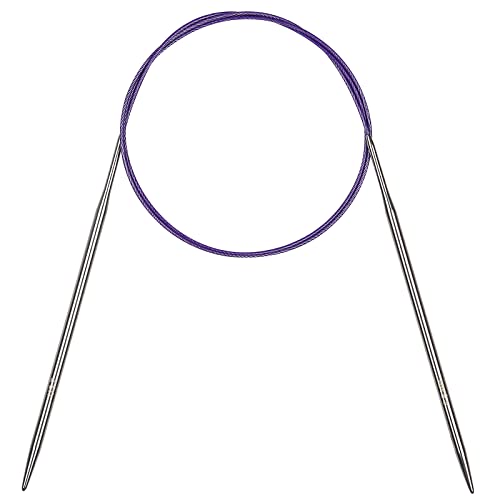 Coopay Circular Knitting Needles 4.5mm 100cm Long, Steel Circular Needles with Flexible Cable, Metal Fixed Circular Knitting Pins for Blanket Knitting Large Projects, for Arthritis Hands