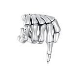 WOSTU 925 Sterling Silver Skeleton Hand Bead Vintage Oxidized Goth Aesthetic Bracelet Charm High Detail Spooky Season Gift For Bestie Halloween Jewelry