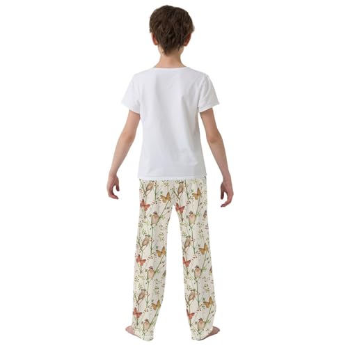 Bird Butterfly Boys Long Pants Soft Trousers Elastic Waist Kids Lounge Bottoms with Pockets S-XL3