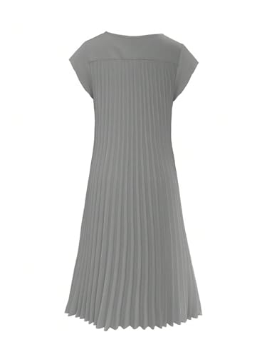 Image of GORGLITTER Women's Pleated Flowy Chiffon Church Dresses Elegant Summer Short Sleeve Wedding Guest Maxi Dress Outfits