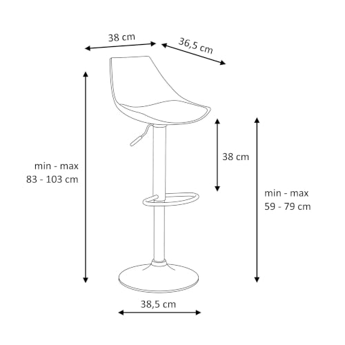Miniatura 3 de Lolahome Set De 2 Taburetes Altos Cocina Giratorios En 360 , Juego De Sillas De Bar Regulables En Altura De 83 A 104 Cm, Con Respaldo,Material Polipiel, Estructura Metal Y Reposapiés, Grises