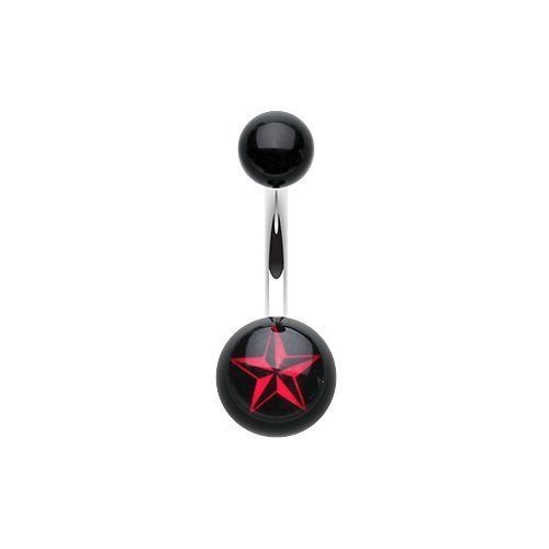 Wildklass Jewelry Nautical Star Acrylic Steel Belly Button Ring #TOP21
