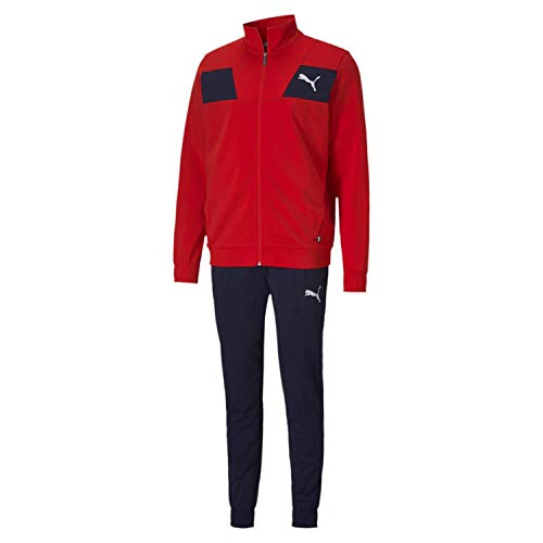 PUMA Techstripe Tricot Suit CL Chándal, Hombre, Negro/Rojo, M