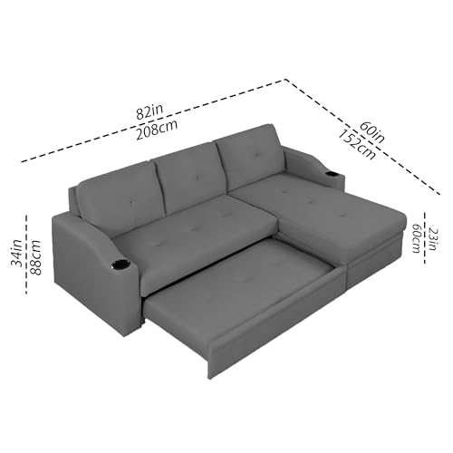 Image of Casaliving Ravonna RHS 4 Seater L Shape Corner Sofa Cum Bed for Living Room (Dark -Grey Fabric) Premium Fabric Sofa Set