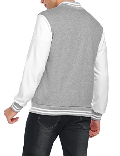 Image of COOFANDY Men Fashion Long Sleeve Button Front Cotton Bomber Baseball Jacket,Large,Gray