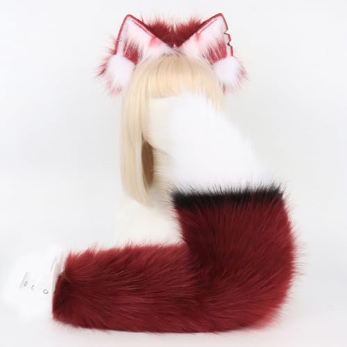 Oreilles de chat et queue cosplay en fausse fourrure pour déguisement Halloween et fête