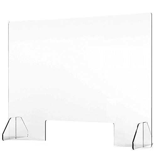Plexiglass Shield Sneeze Guard Plastic Barrier Screen 1/4 Inch Thick Clear Acrylic Desk Divider for Office Window Reception Nail Salon Checkout Counter Desktop Protective Partition (32inch X 24inch)