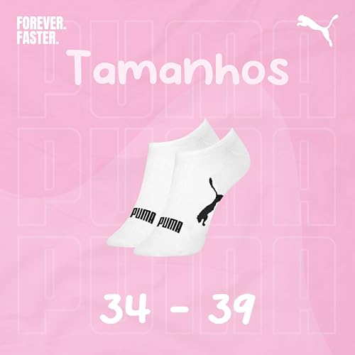 PUMA Kit 9 Pares Meia Invisível Sapatilha Adulto Feminina, 9 Branco, 34-39