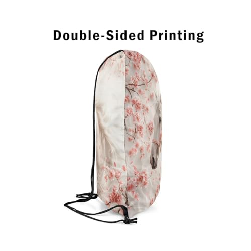 jejeloiu Horse Sports Drawstring Sackpack 13"x15.7" Cute Animal Decor Drawstring Backpack For Women Men Ultra Soft Farm Animal Drawstring Bags Floral Waterproof Cinch Bag Room Decor Farmhouse4