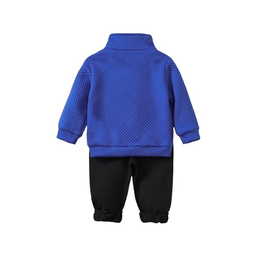 Infant Toddler Baby Boy Clothes Long Sleeve Quarter-Zip Quilted Polo Sweatshirt Tops Pants Set Fall Winter Outfits2