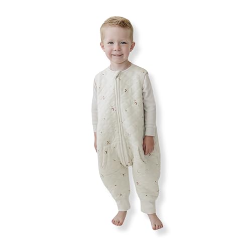 Image of Tealbee Dreamsuit Toddler Sleep Sack with Feet - Walker Sleep Bag with Legs, Rayon made from Bamboo, All Season 1.2 TOG, 2-Way Zipper, 3T-4T - Moons&Stars
