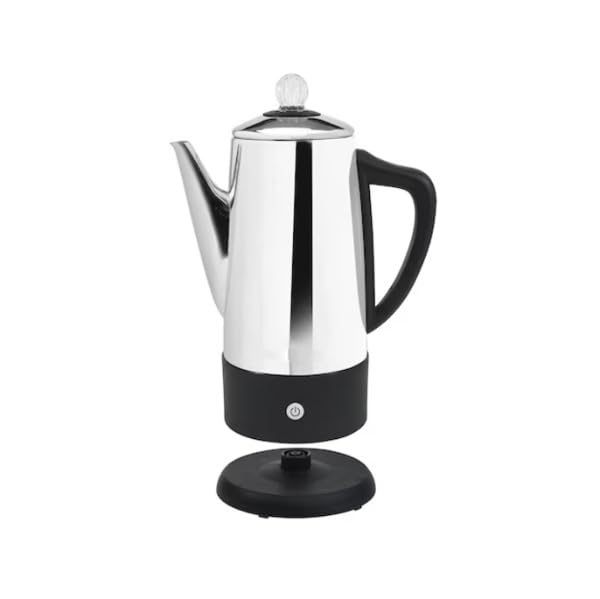 Stainless Steel 12-Cup Percolator with Automatic Shut-off, Keep Warm, Removable Filter
