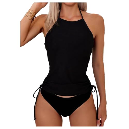 Two Piece Tankini Bathing Suits for Women Halter Bikini Tummy Control Swimsuits