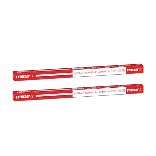 Image of EVEREADY Ultraslim 10W LED Batten, Cool Day Light (6500K), Stylish, Energy-Efficient & Durable Lighting Solution, Pack of 2