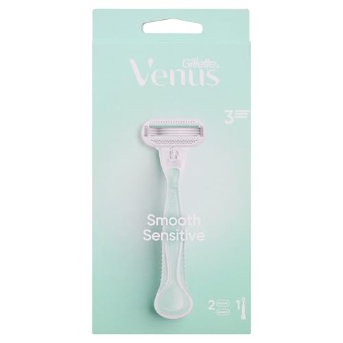 Gillette Venus Smooth Sensitive, Afeitadora para Mujer, 1 Mango Reutilizable + 2 Recambios de Cuchillas
