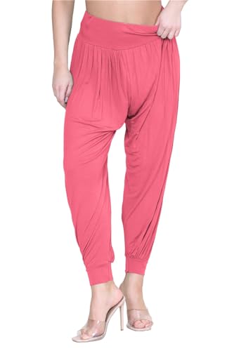 Pantalones hareem coral largos lisos Ali Baba talla 36-38 con puños tobilleros cómodos