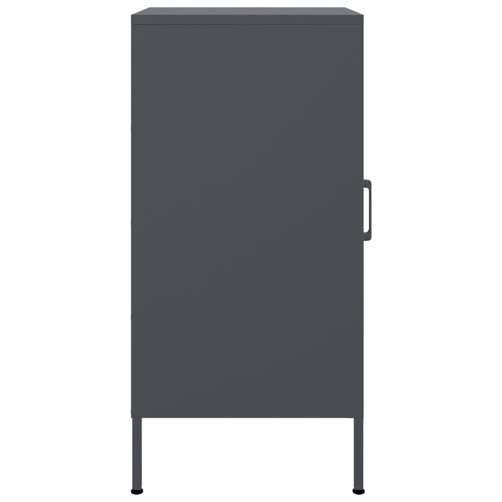 Buffet anthracite 36 x 39 x 79 cm, en acier laminé à froid, armoire avec porte, 2 compartiments, pieds réglables, organisateur robuste, pour chambre à coucher, salon