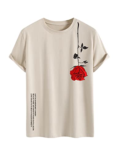 COZYEASE Men's Graphic Tees Short Sleeve Crewneck Casual Vintage Summer Tops T Shirt for Mens Khaki S