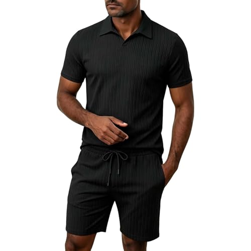 Survêtement d'été 2 pièces pour homme short et polo streetwear fitness
