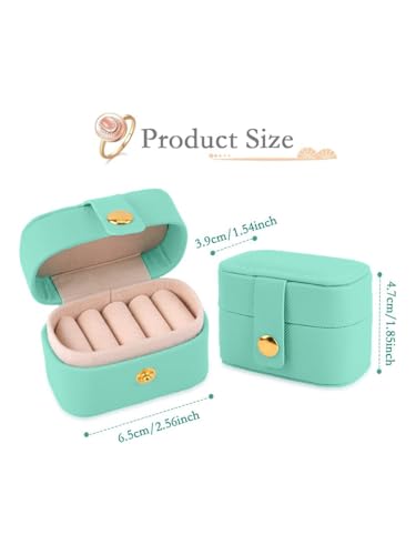 Image of Cortina Pu Leather Small Jewelry Box, Travel Portable Jewelry Case For Ring, Pendant, Earring, Necklace, Bracelet Organizer Storage Holder Boxes - Green