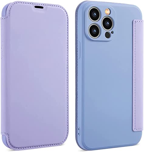 Coque portefeuille iPhone 13 Pro Max violette et porte-cartes