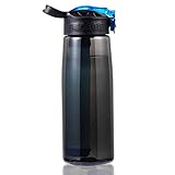 DoBrass Water Bottle with Filter for Travel, Camping, Hiking, Outdoor Sports and Daily Use, Filtered Water Bottle, BPA Free and Leakproof