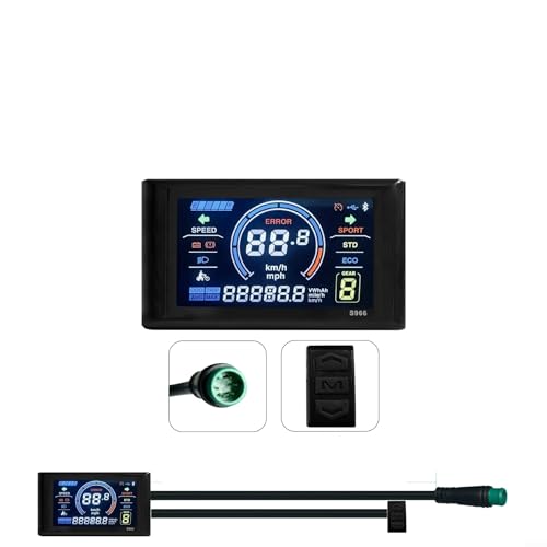 Pantalla LCD Ebike S966 con panel ABS negro y protocolo N2 para bicis electricas de 24V a 72V 6