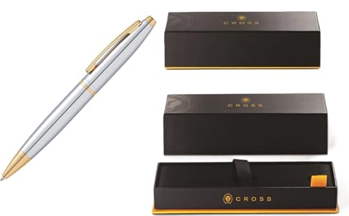 Image of Cross Calais Chrome and Gold Electroplate Ballpoint Pen & 2 Refills in Gift Box (AT0112G-15)