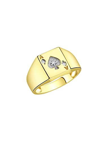 Rylos Ace of Spades Poker Ring with Diamond – Sterling Silver or Gold-Plated, Sizes 6-133