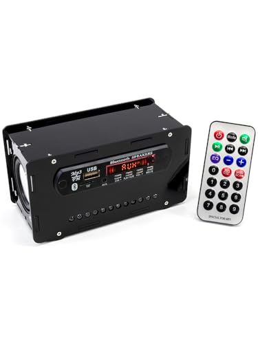 Elektronik Bluetooth Lautsprecher mit FM Radio DIY Löten Bausatz Schwarz, Fernbedienung Music Player Projekt mit Bunten Sound-Steuerung LED-Leuchten und Schale, Display Amplifier für DIY Löten Praxis