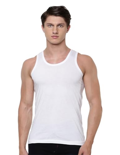 Image of RAMRAJ COTTON Round Neck Sleeveless Vest |Inner Wear Banian|White Soft Cotton|Quick Moisture Absorbant