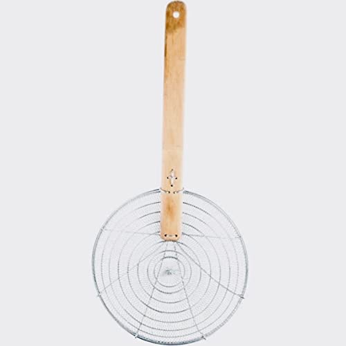 Tezzorio Galvanized Steel Spider Strainer Fine Mesh Skimmer With Natural Bamboo Handle, Skimmer Ladle For Cooking And Frying (12-Inch Strainer Basket), Perfect For Home Cooks And Professional Chefs! #TOP1