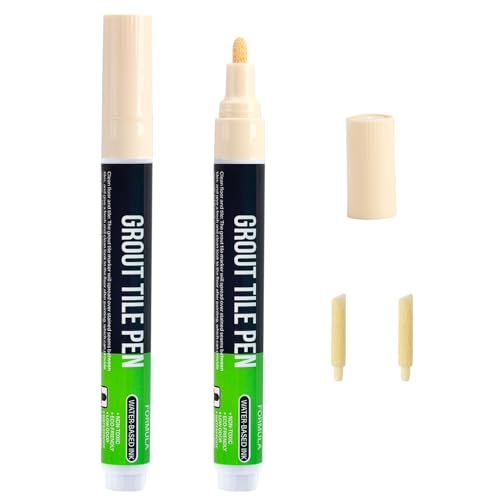 2 Pcs Pluma Para Lechada de Azulejos,Rotulador Juntas Azulejos, Bolí de Pintura Para Restaurar Juntas de Azulejos para Piso Baño Cocina BalcóN Oficina Porche Patio(Beige)