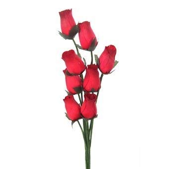 Homestreet Flowers Wooden Roses In Many Colours 8 Single Rose Stems Tied In A Bunch For Creating Bouquets or Displays In Craft project and More (Red Black Tip)