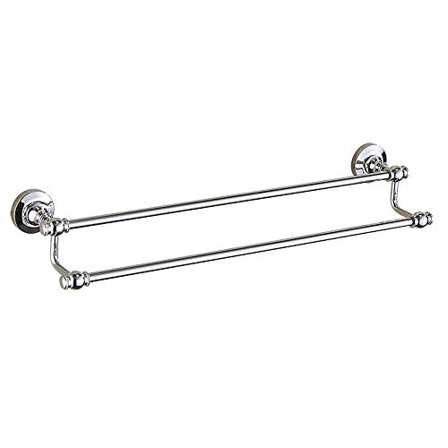 Porte-serviettes en laiton mural double barre de rangement luxe