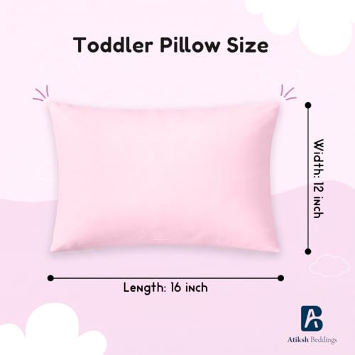 Image of Atiksh Beddings 14x20 Toddler Travel Pillow Cases, Pack of 2, 100% Egyptian Cotton, 600 Thread Count, Zipper Closure, Small Pillowcase for Kids, Daycare, Preschool & Travel, Light Pink