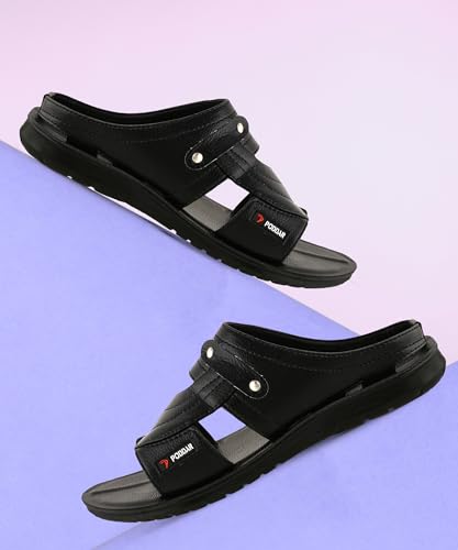 Image of Poddar PU Slippers for Men | Premium Daily Use Footwear | Comfortable Soft Sole Anti-Skid Sandals | Stylish Lightweight Casual Chappal for Office, Home & Outdoor Use