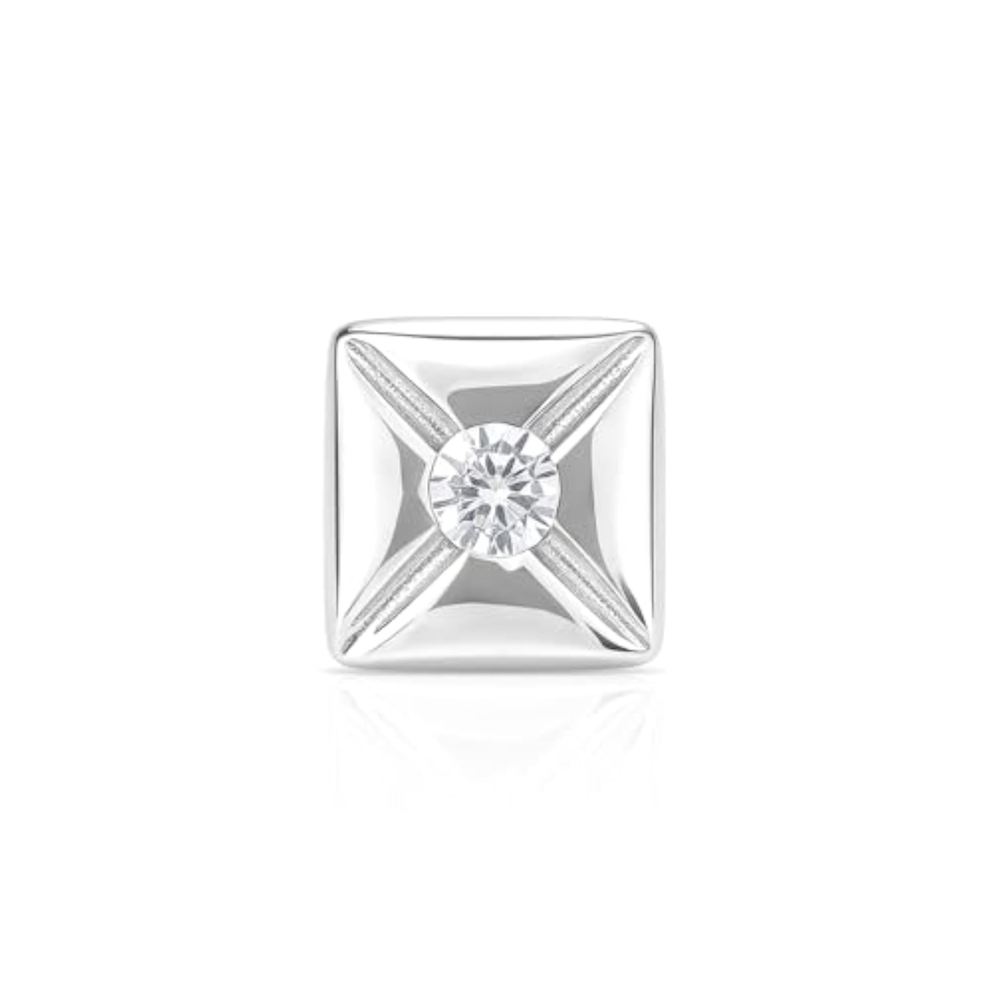 Men's Pure 925 Silver Square Star Etched Stud Earrings
