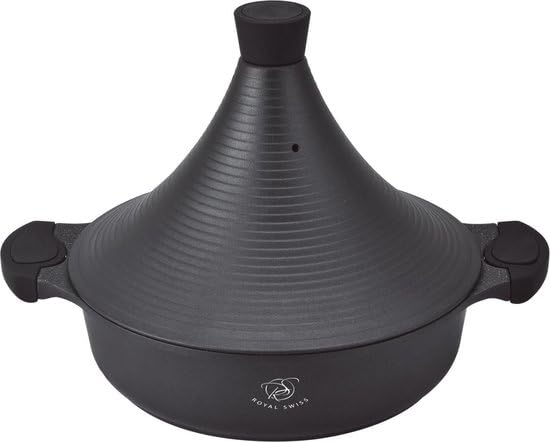Royal Swiss® Tajine de Cuisson 28 cm – Tajine en Aluminium Antiadhésif, Capacité 5 L, Tous Feux dont Induction, Gaz & Vitrocéramique, Compatible Four,...