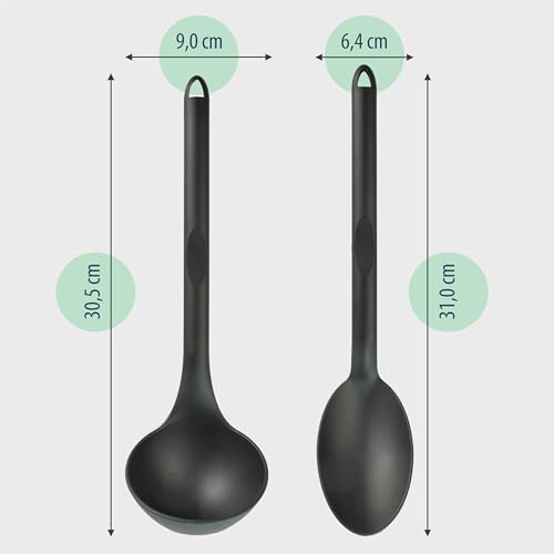 Hausfelder Schöpfkelle & Schöpflöffel aus Kunststoff Set - Suppenkelle Kochlöffel 2er Set, BPA-frei, hitzebeständig, Camping & Küche