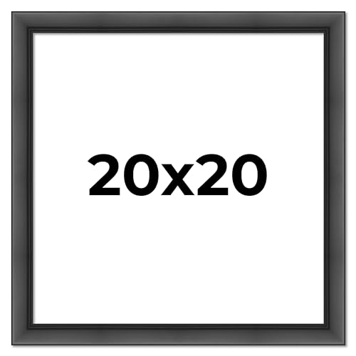 Poster Palooza 20x20 Frame Black Contemporary Wood Picture Square Frame - Picture Frame Includes UV Resistant Acrylic Protective Front, Acid-Free Foam Board Backing, & Hanging Hardware