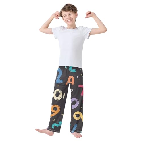 ZZXXB Funny Number Boys Long Pants Soft Trousers Elastic Waist Kids Lounge Bottoms with Pockets S-XL3