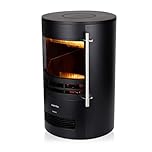 Warmlite WL46022 Elmswell Round Contemporary Stove with Two Heat Settings, Realistic LED Flame Effect, 2000W, Black