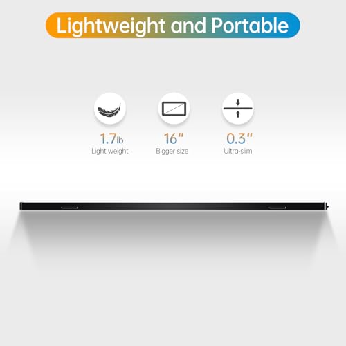 Image of Anyuse Portable 16.0 inch QHD 2.5K Laptop Monitor - USB C HDMI Gaming Ultra-Slim IPS Display w /Smart Cover & Speakers, HDR Plug&Play, External Monitor for Laptop PC Phone Mac Xbox PS5 /PS4 Switch
